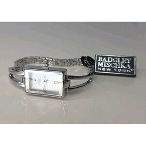 Badgley Mischka Crystal Accented Silver Tone Dressy Classic Women's Watch NWT